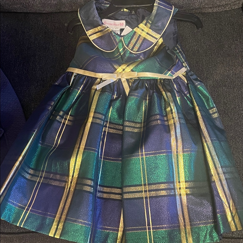 Bonnie Jean Blue and Green Plaid Formal Dress